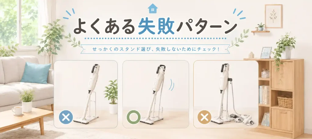 マキタ掃除機スタンド選びでよくある失敗パターンを紹介する画像