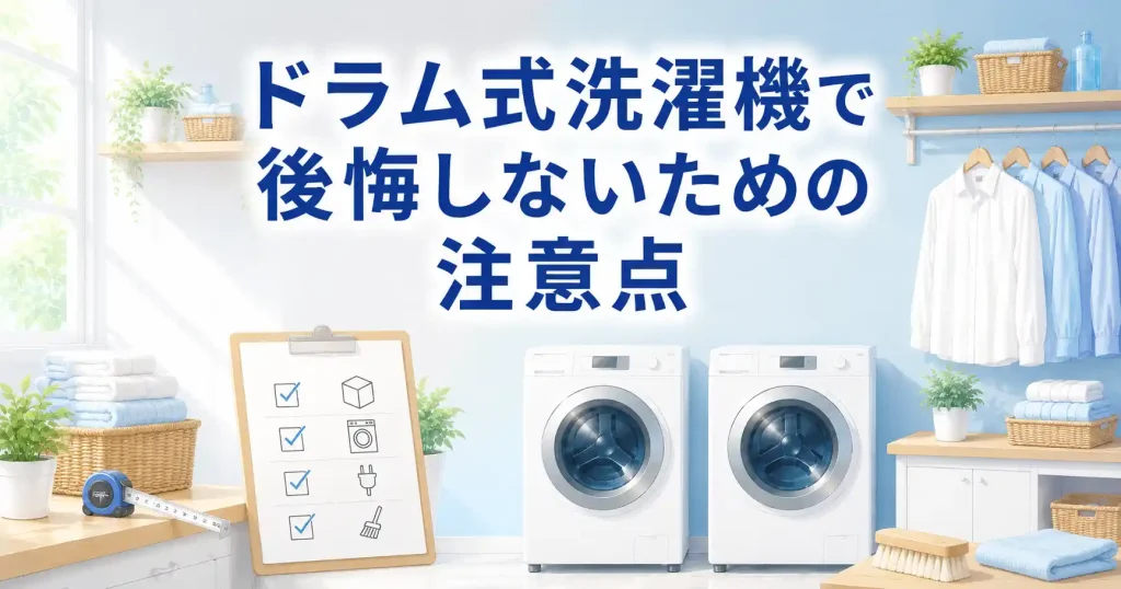 ドラム式洗濯機で後悔しないための注意点を解説する画像