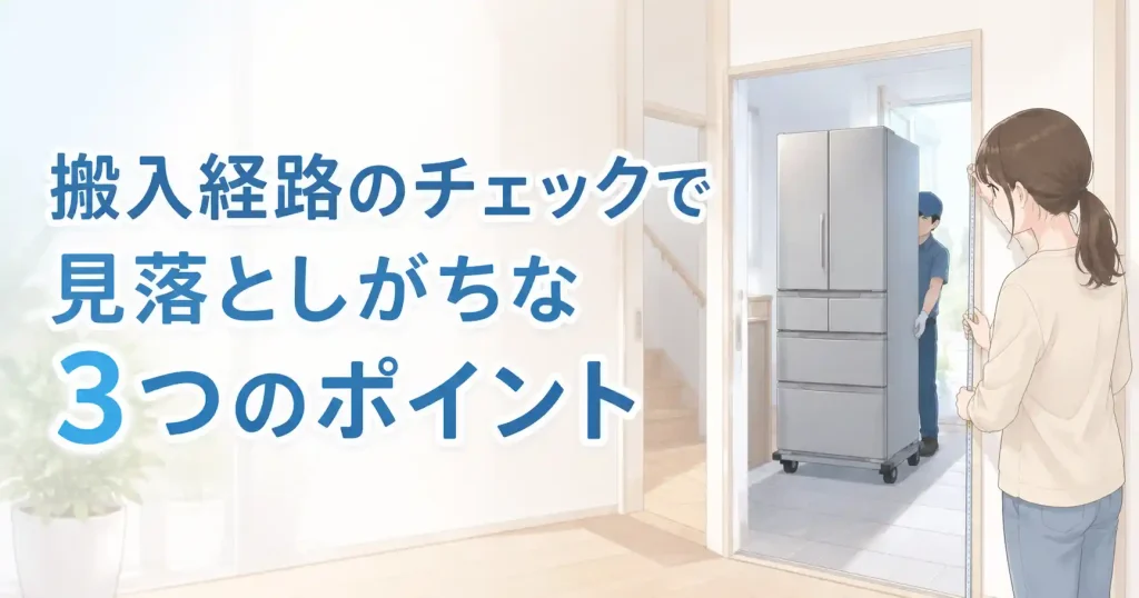 冷蔵庫の搬入経路を確認するポイントを示すH2画像