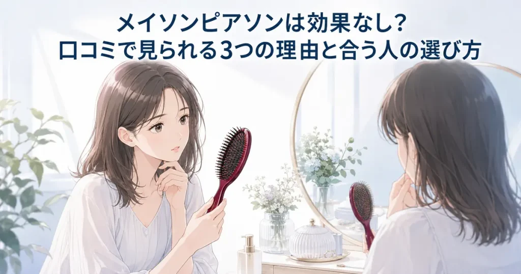 メイソンピアソンのブラシを持ちながら自分の髪に合うか考える女性