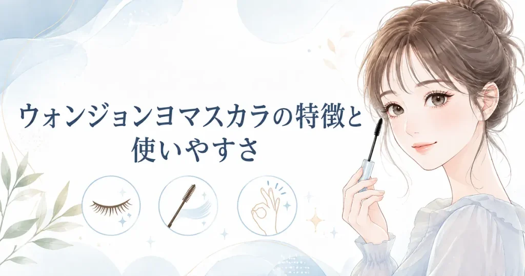 ウォンジョンヨマスカラの特徴と使いやすさを表した女性イラスト