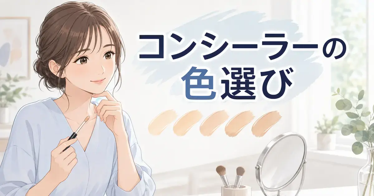 コンシーラーの色見本を見ながら自分に合う色を選ぶ女性