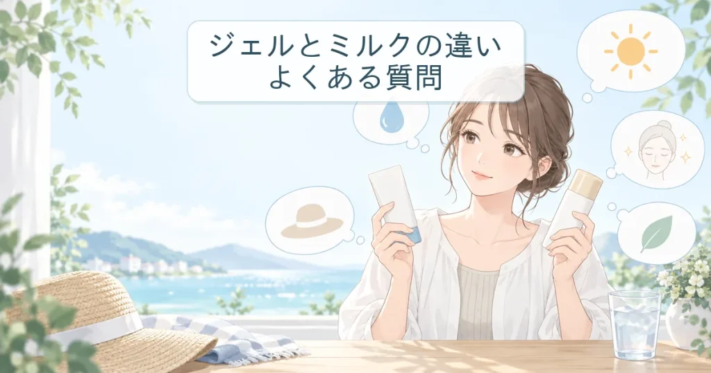 日焼け止めジェルとミルクの違いに関するよくある質問のイラスト