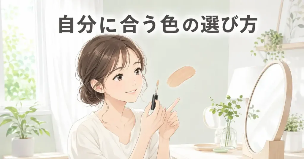 自分の肌に合うコンシーラーの色を選ぶ女性